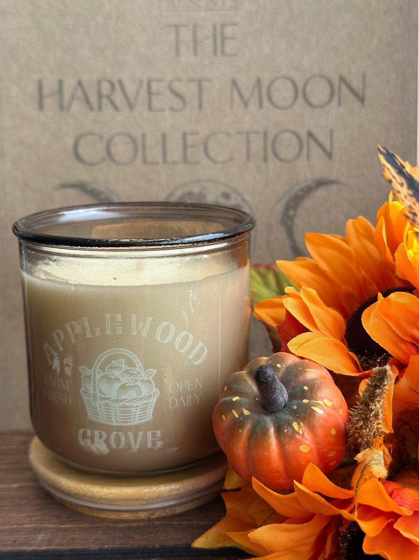 Soy candle with laser etched apple basket