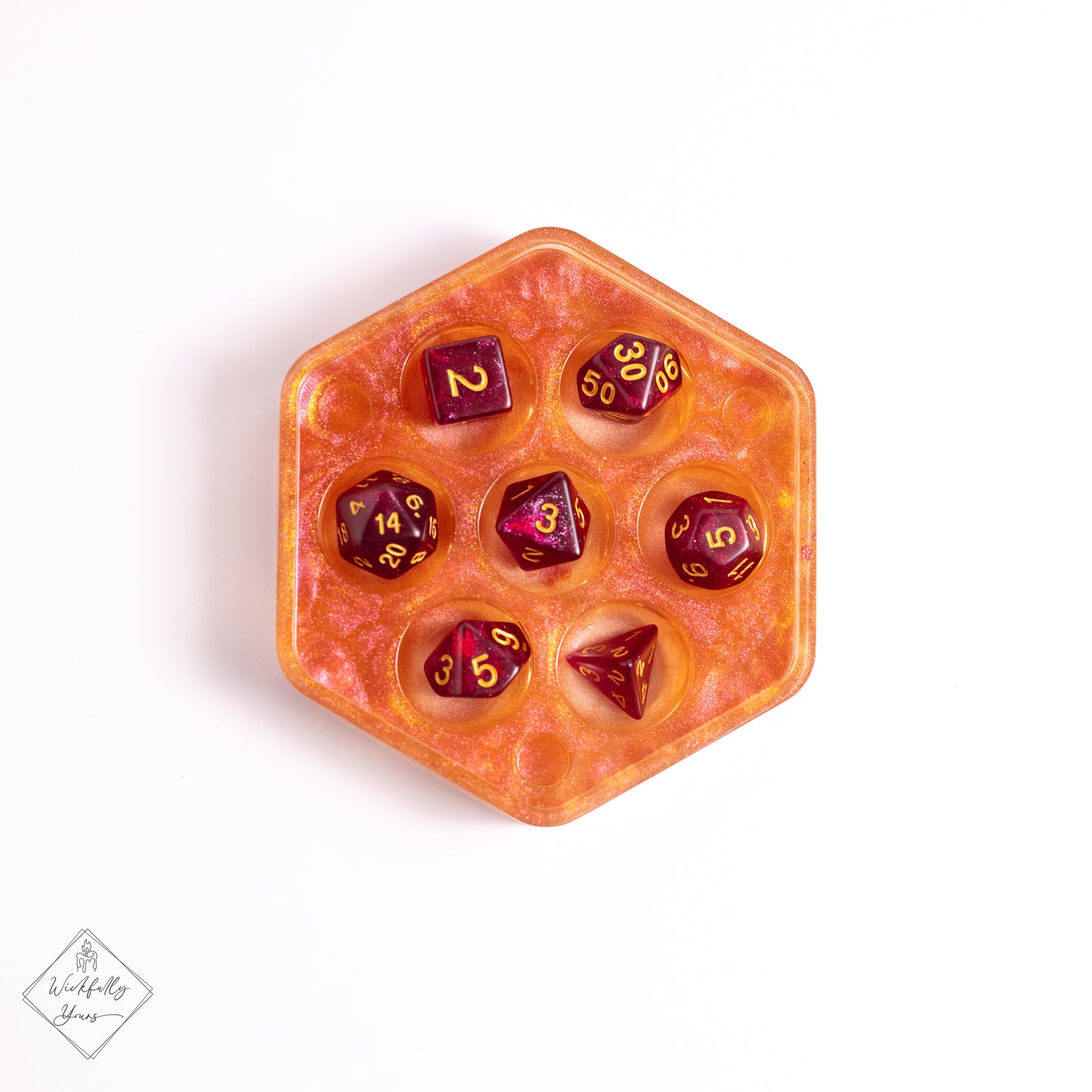 Orange resin dice box top