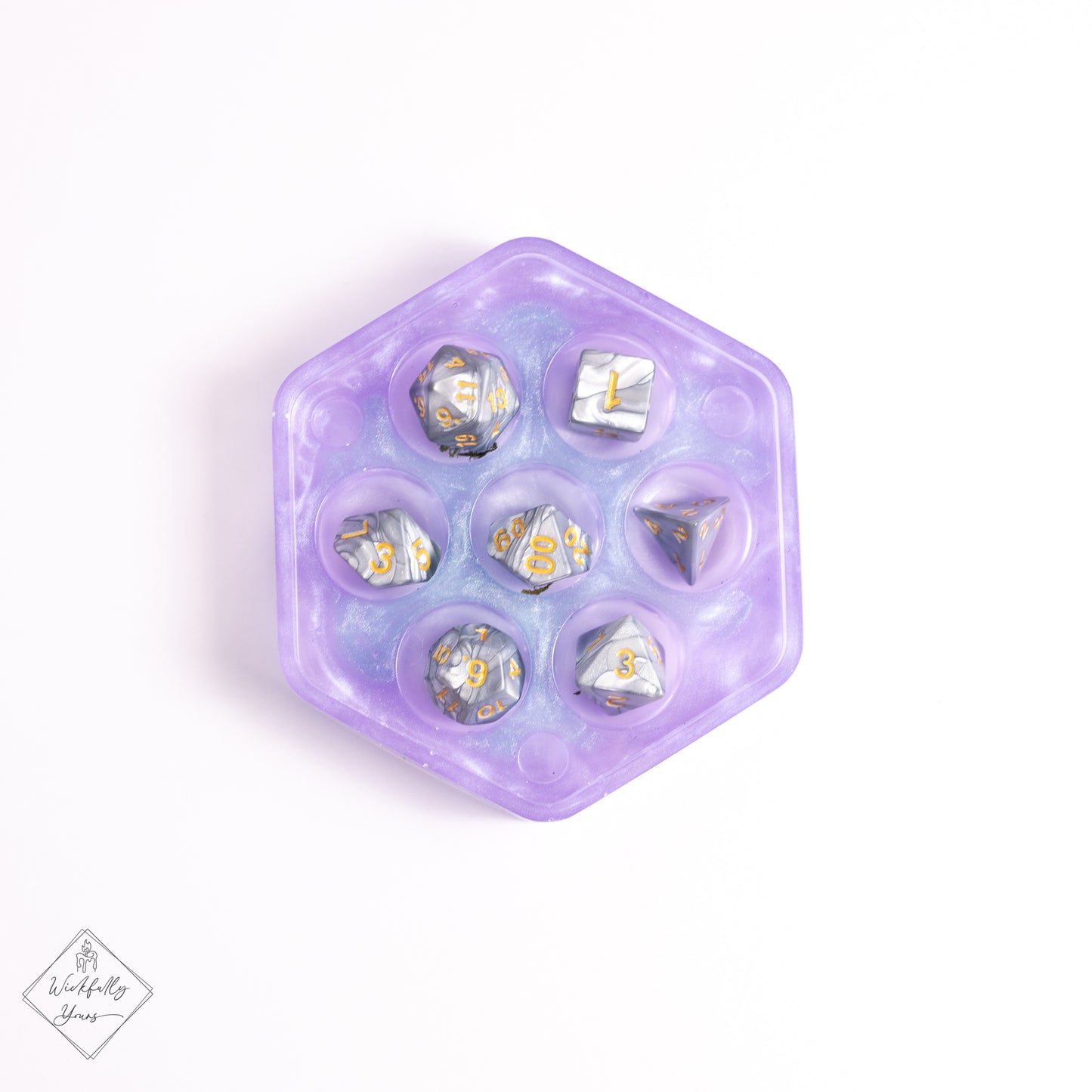 Purple resin dice box top