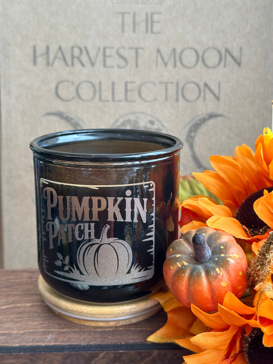 Soy candle with laser etched pumpkin patch