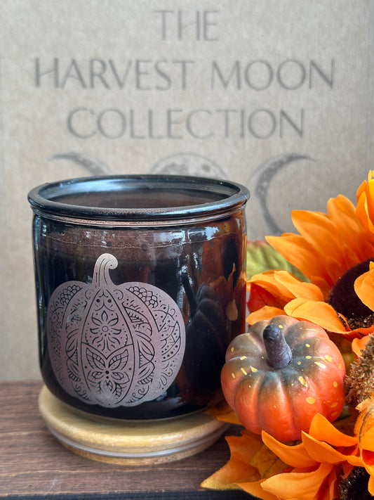 Soy candle with Pumpkin laser etched design