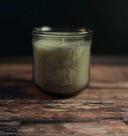 Saddle and Gloves Scented Candle Front