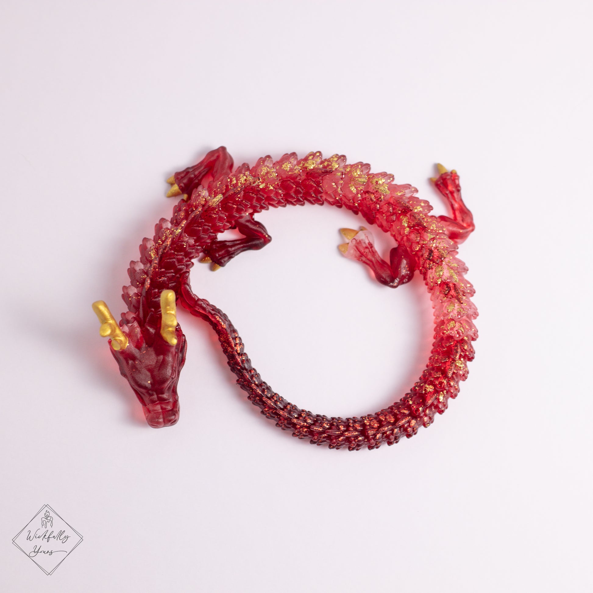 Red coiled dragon resin art top